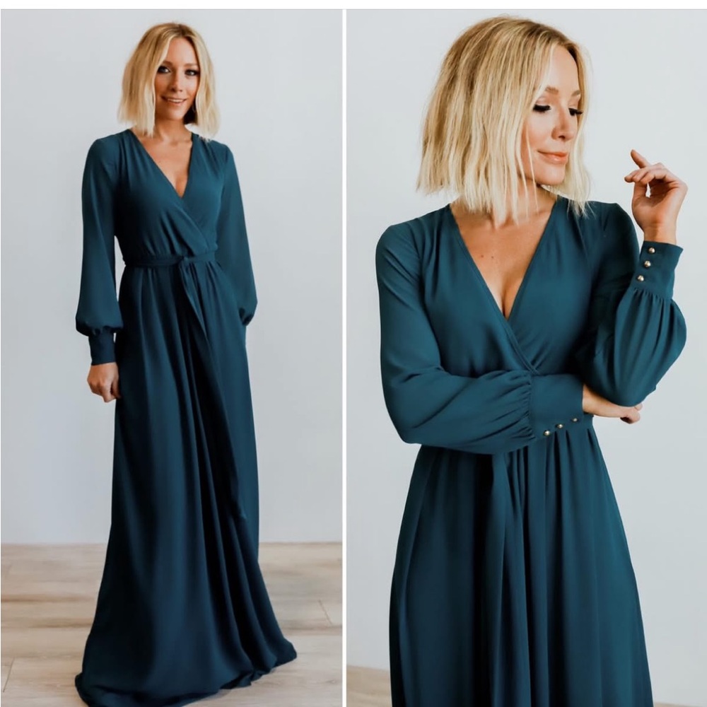 Baltic Born Lydia Deep Teal Long Sleeve maxi Dress